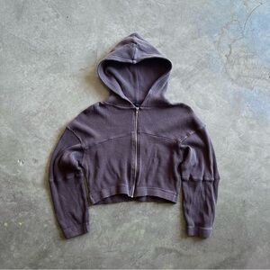 WAFFLE KNIT CROP HOODIE